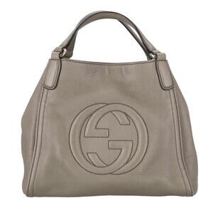 GUCCI Soho Hand Bag Gray Beige